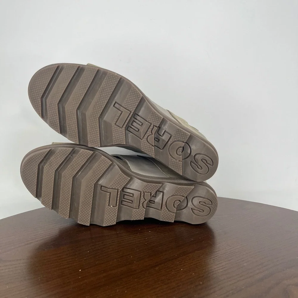 Sorel Joanie II Sandals Women 9 Beige Leather Platform Lug Slingback NL3556-365‎